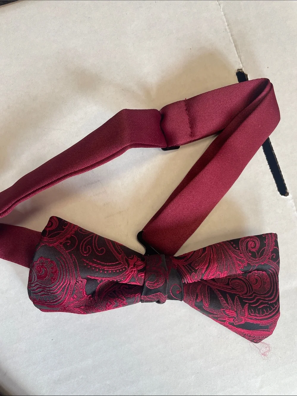 Cardi Men's Apple Red Paisley Tuxedo Vest with Matching Bow Tie
